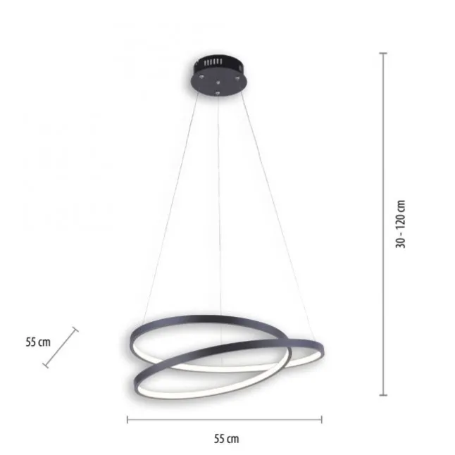 LED-Pendelleuchte, gedrehtes Design, dimmbar, schwarz, Simply Dim