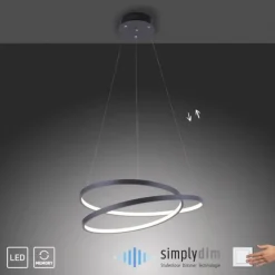 LED-Pendelleuchte, gedrehtes Design, dimmbar, schwarz, Simply Dim