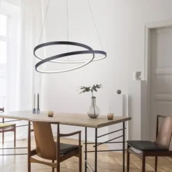 LED-Pendelleuchte, gedrehtes Design, dimmbar, schwarz, Simply Dim