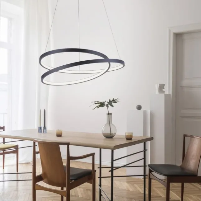 LED-Pendelleuchte, gedrehtes Design, dimmbar, schwarz, Simply Dim
