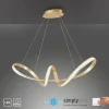 LED Pendelleuchte, gold, elegant, geschwungen, warmweißes Licht, Blattgold
