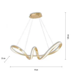 LED Pendelleuchte, gold, elegant, geschwungen, warmweißes Licht, Blattgold