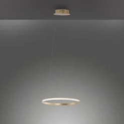 LED-Pendelleuchte, goldfarben, Leuchtring, warmweiße Lichtfarbe, modern
