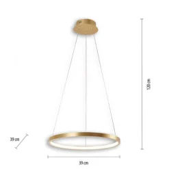LED-Pendelleuchte, goldfarben, Leuchtring, warmweiße Lichtfarbe, modern