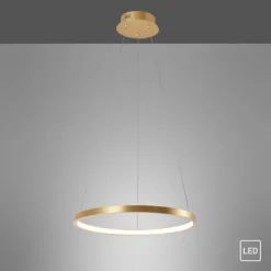 LED-Pendelleuchte, goldfarben, Leuchtring, warmweiße Lichtfarbe, modern