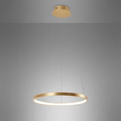 LED-Pendelleuchte, goldfarben, Leuchtring, warmweiße Lichtfarbe, modern