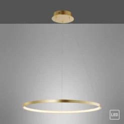 LED-Pendelleuchte, gold farben, Ring Leuchtring Ø60cm, warmweiß