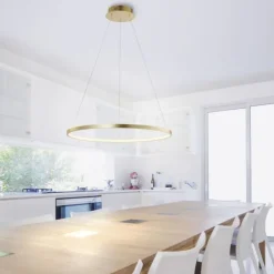 LED-Pendelleuchte, gold farben, Ring Leuchtring Ø60cm, warmweiß