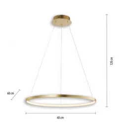 LED-Pendelleuchte, gold farben, Ring Leuchtring Ø60cm, warmweiß