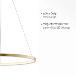 LED-Pendelleuchte, gold farben, Ring Leuchtring Ø60cm, warmweiß