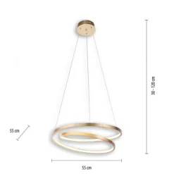 LED-Pendelleuchte gold geschwungener Leuchtring, Dimmfunktion, modern