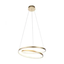 LED-Pendelleuchte gold geschwungener Leuchtring, Dimmfunktion, modern