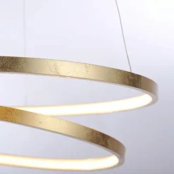 LED-Pendelleuchte gold geschwungener Leuchtring, Dimmfunktion, modern