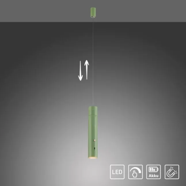LED Pendelleuchte grün höhenverstellbar magnetischer Kopf Akku