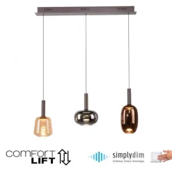 LED Pendelleuchte höhenverstellbar per Lift 3 flammig dimmbar Memoryfunktion