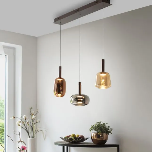 LED Pendelleuchte höhenverstellbar per Lift 3 flammig dimmbar Memoryfunktion
