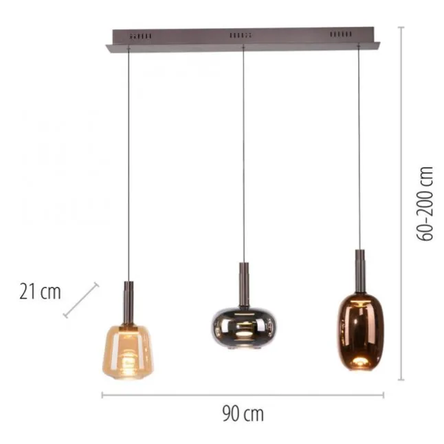 LED Pendelleuchte höhenverstellbar per Lift 3 flammig dimmbar Memoryfunktion