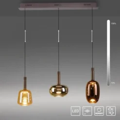 LED Pendelleuchte höhenverstellbar per Lift 3 flammig dimmbar Memoryfunktion