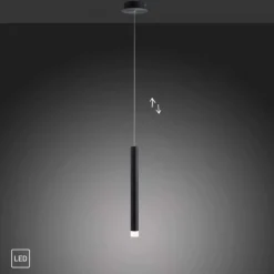 LED Pendelleuchte, höhenverstellbar, 1-flammig, schwarz, Esstisch, rund