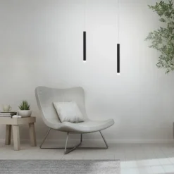 LED Pendelleuchte, höhenverstellbar, 1-flammig, schwarz, Esstisch, rund
