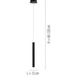 LED Pendelleuchte, höhenverstellbar, 1-flammig, schwarz, Esstisch, rund