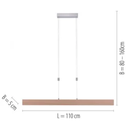 LED-Pendelleuchte, Holzdekor, höhenverstellbar, CCT-Farbmanagement, dimmbar
