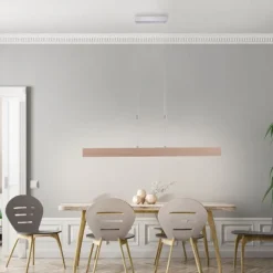 LED-Pendelleuchte, Holzdekor, höhenverstellbar, CCT-Farbmanagement, dimmbar