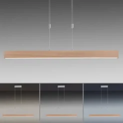 LED-Pendelleuchte, Holzdekor, höhenverstellbar, CCT-Farbmanagement, dimmbar