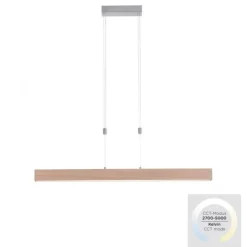 LED-Pendelleuchte, Holzdekor, höhenverstellbar, CCT-Farbmanagement, dimmbar