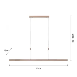 LED Pendelleuchte, Holzdekor-Optik, Lichtfarbensteuerung (CCT), ausziehbar
