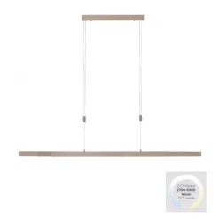 LED Pendelleuchte, Holzdekor-Optik, Lichtfarbensteuerung (CCT), ausziehbar