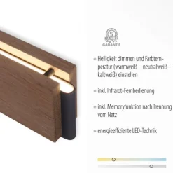 LED-Pendelleuchte, holz, dimmbar, CCT, Fernbedienung, IP20