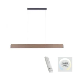 LED-Pendelleuchte, holz, dimmbar, CCT, Fernbedienung, IP20
