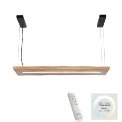 LED-Pendelleuchte, holz-natur, CCT, dimmbar, Memory, IP20