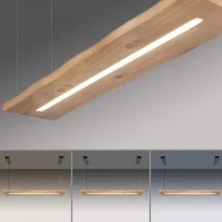 LED-Pendelleuchte, holz-natur, CCT, dimmbar, Memory, IP20