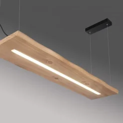 LED-Pendelleuchte, holz-natur, CCT, dimmbar, Memory, IP20