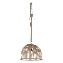 LED-Pendelleuchte, Holzstil, akkubetrieben, IP44, dimmbar, Fernbedienung, warmweiß