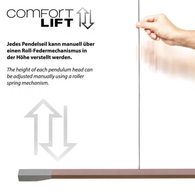 LED Pendelleuchte HOOP Kaffee Farbe dimmbar höhenverstellbar per Lift