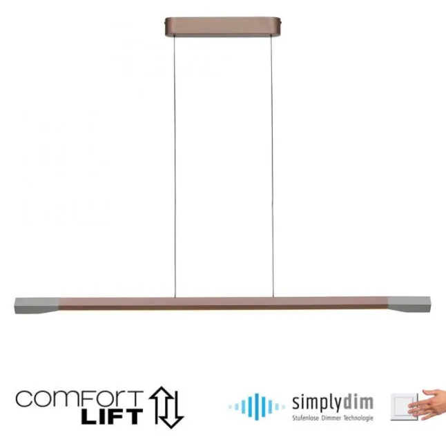 LED Pendelleuchte HOOP Kaffee Farbe dimmbar höhenverstellbar per Lift