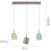 LED Pendelleuchte länglich 3 flammig mehrfarbig Metallfarbe Kaffee