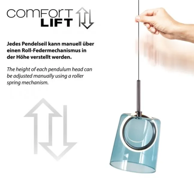 LED Pendelleuchte länglich 3 flammig mehrfarbig Metallfarbe Kaffee