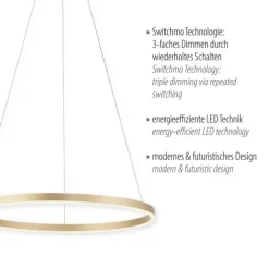 LED Pendelleuchte messing matt rund Ø60cm dimmbar Switchmo warmweiß