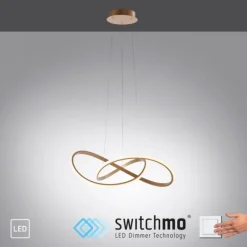 LED-Pendelleuchte, messing-matt, dimmbar, höhenverstellbar