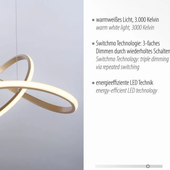 LED-Pendelleuchte, messing-matt, dimmbar, höhenverstellbar