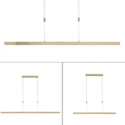 LED Pendelleuchte, messing matt, lineares, filigranes Design, Touchdimmer