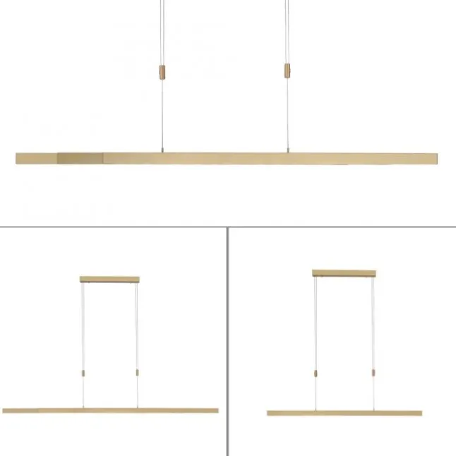 LED Pendelleuchte, messing matt, lineares, filigranes Design, Touchdimmer