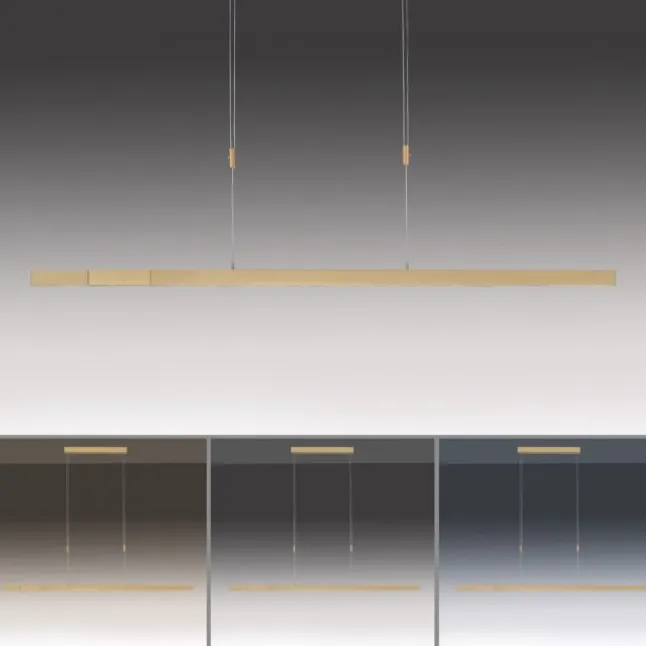 LED Pendelleuchte, messing matt, lineares, filigranes Design, Touchdimmer