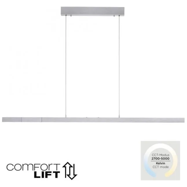 LED Pendelleuchte mit Comfort Lift, aluminium, höhenverstellbar, ausziehbar