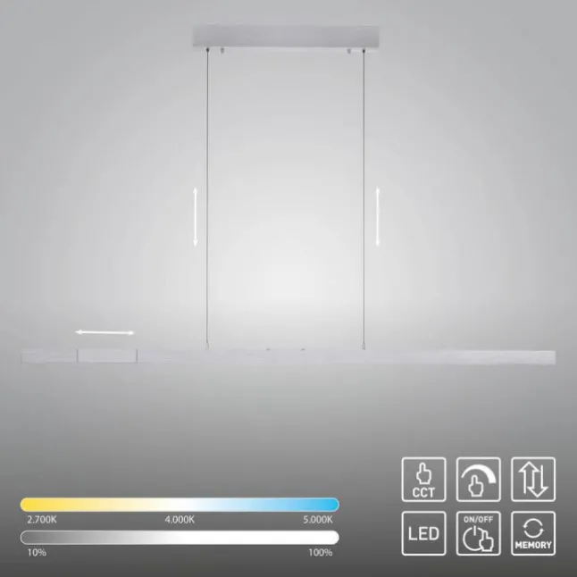 LED Pendelleuchte mit Comfort Lift, aluminium, höhenverstellbar, ausziehbar