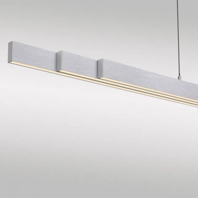 LED Pendelleuchte mit Comfort Lift, aluminium, höhenverstellbar, ausziehbar